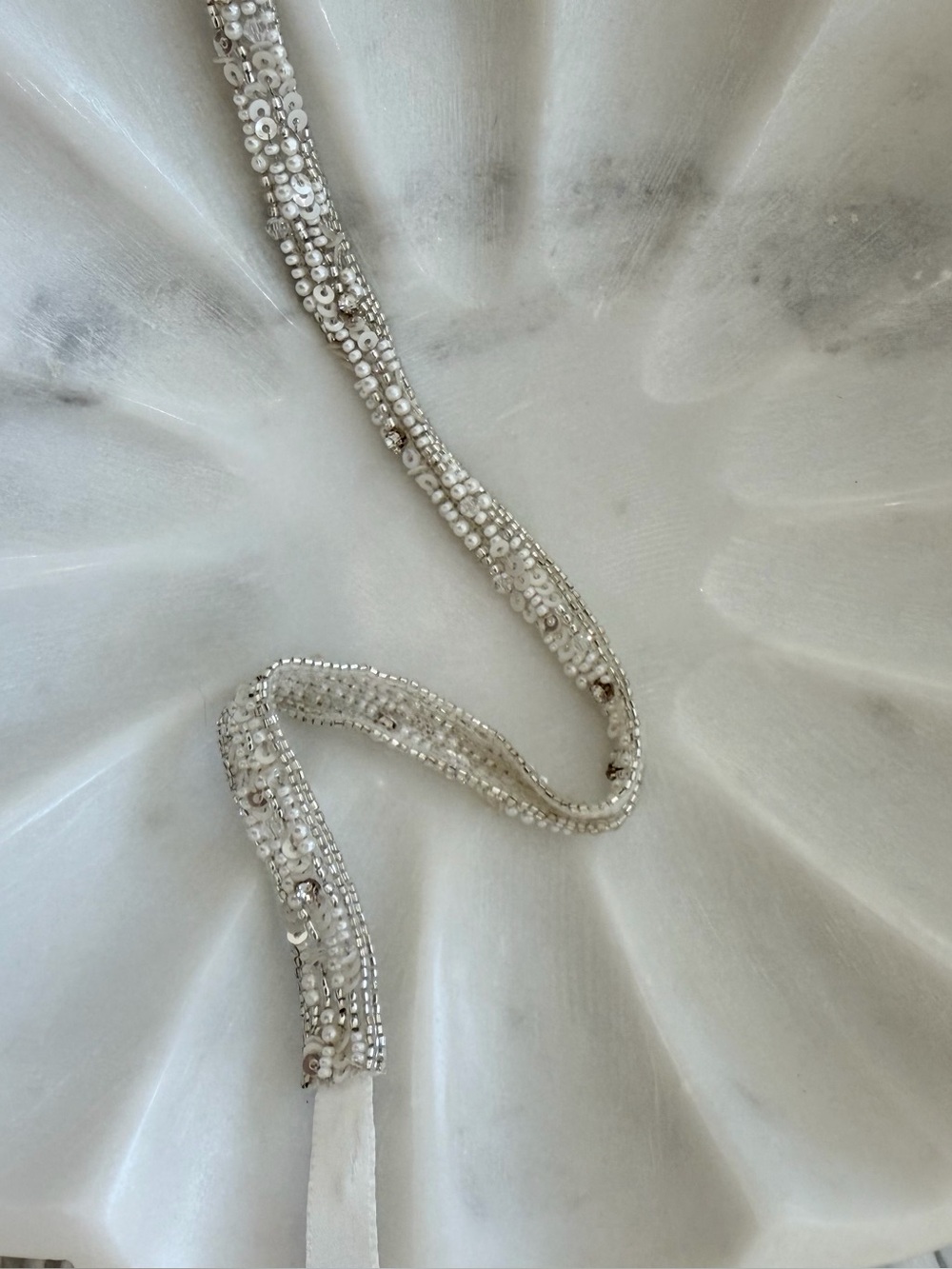 A.B. Ellie Dainty Beaded Pearl + Sequin Bridal Belt or Trim